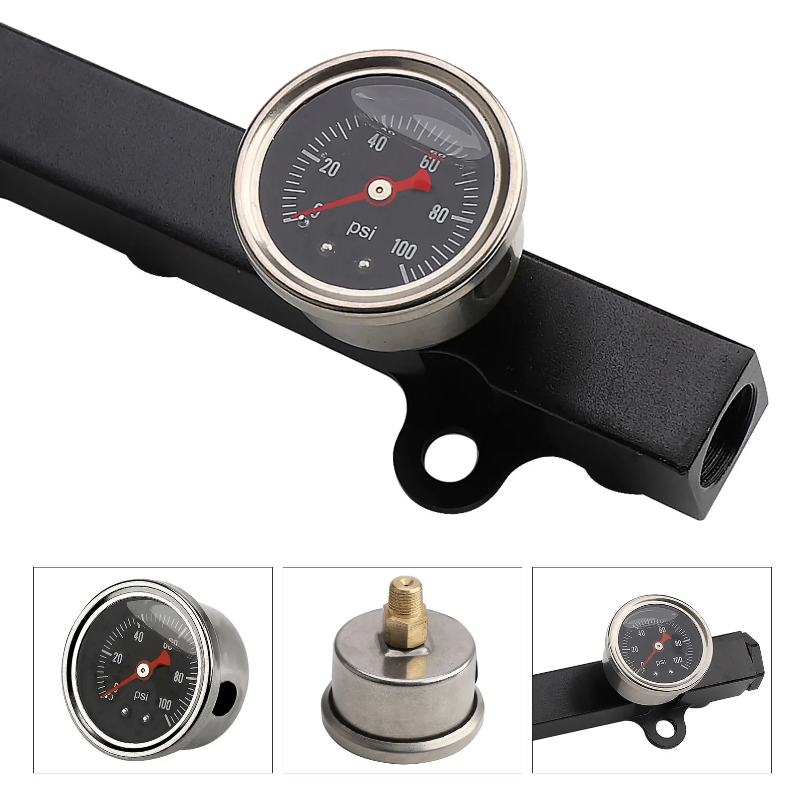 Aluminum Fuel Pressure Regulator Gauge Fuel Rail Kit Fit FOR HONDA K20 K20a K24 K24a RSX CIVIC SI INTEGRA EP3 with gauge