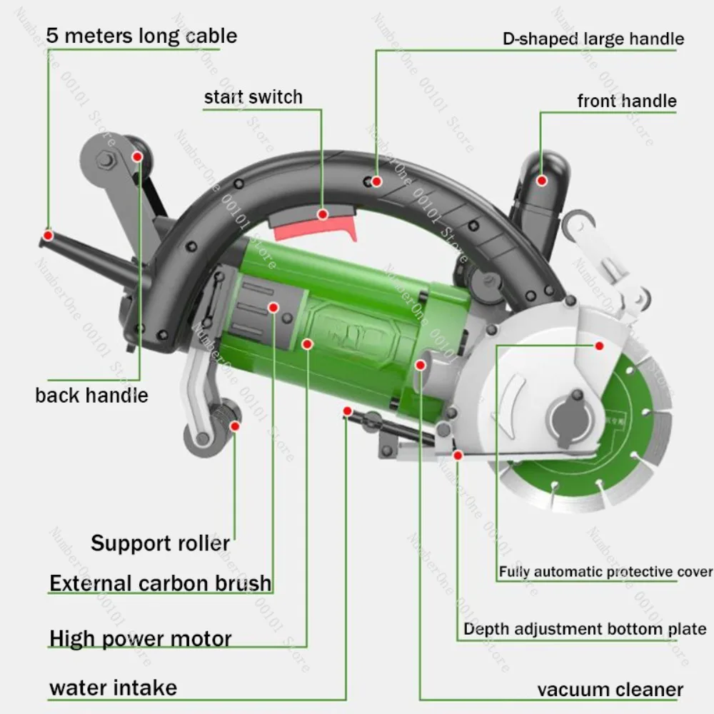 220V Wall Groove Cutting Machine 38MM Electric Wall Chaser Groove Cutting Machine Concrete Cutter Notcher Groover 5000W