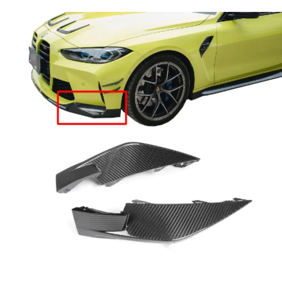 2021+ Dry Carbon Fibre For BMW M3 G80 M2 G82 G83 Wrap Angle Car Front Bumper Splitter Corner Trim Cover Front Chin Body Kit