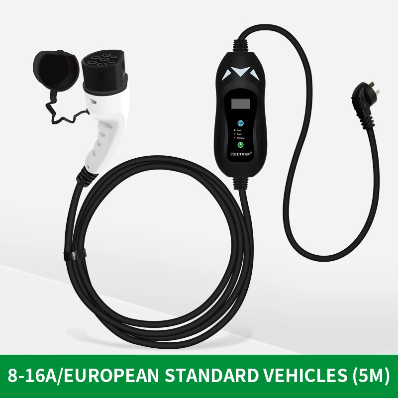 8-16A European Standard Electric Vehicle Charging Gun 80-250V Wide Voltage Design 8A/10A/13A/16A Charging Current Adjustment