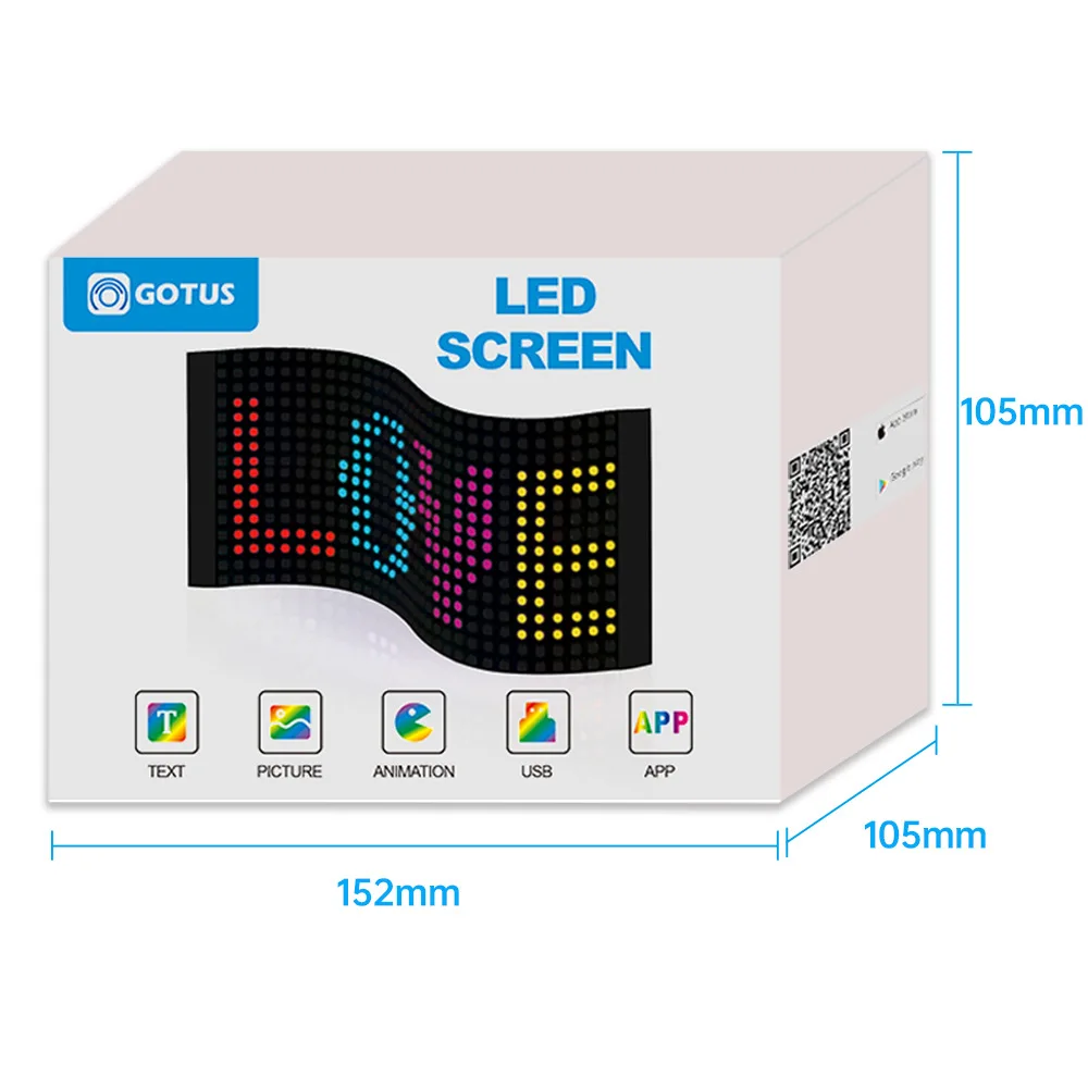 Bluetooth APP Led Programmable LED Ultra-Thin Soft Screen High Brightness Clear Picture LED Display For Home Car Live Streaming