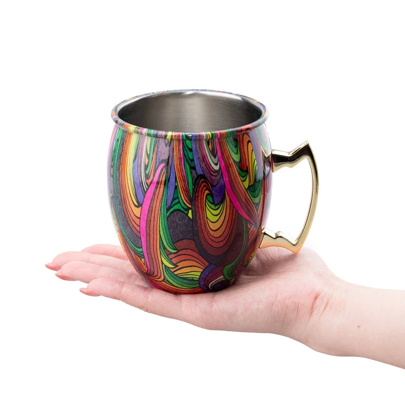 Cocktail Wine Cup Moscow Mule Mug Stainless Steel Hammered Copper Plated Beer Cup Coffee Bar tools Drinkware for Ramadan