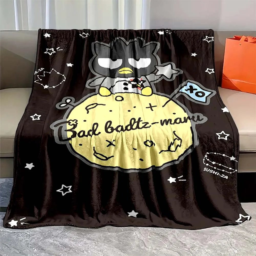 Japanese Sanrio Bad Badtz Maru Cute Cartoon Fluffy Soft Flannel Blanket Sheet Sofa Adult Blanket Office Lunch Break Blanket Gift