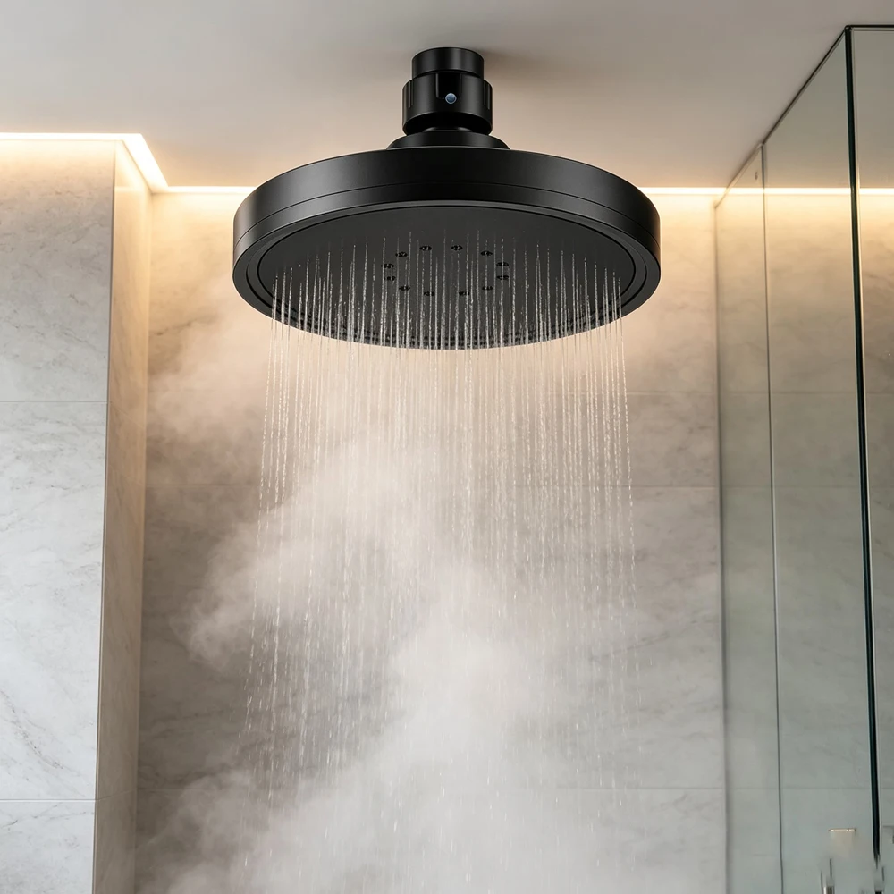 High Flow Supercharged Rain Showerhead Round Overhead Spray 6 Function Adjustable High Pressure Shower Head Bathroom Acces