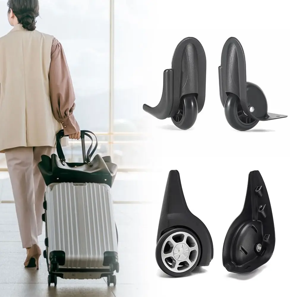 

1 Pair Black Luggage Directional Wheel Fixed Caster Replacement Suitcase Pulley Plastic Repair