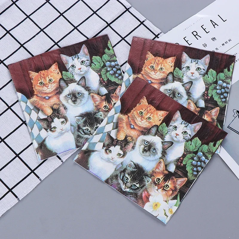 20pcs/Pac New Colorful Printing Napkins Party Tissue Paper Facial Tissue Wedding Tissue Paper Diekubat Paper Napkins Cat Pattern