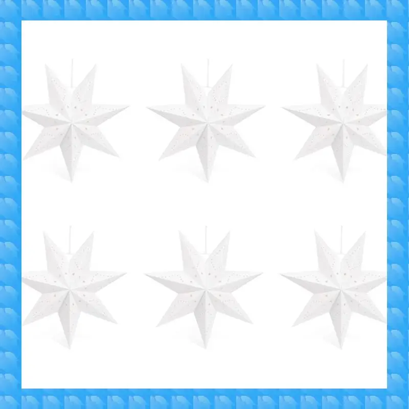 

ETRT 6X подвесной бумажный 7-конечный звездный фонарь, рождественские подвесные украшения со звездами для украшения рождественской свадьбы, дня рождения