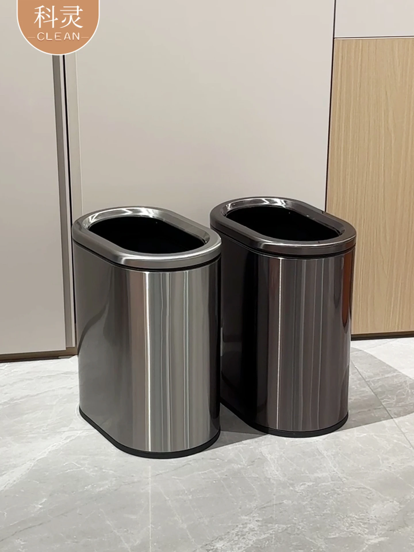 ステンレス製長尺二層式高級家庭用ゴミ箱（キッチン、バスルーム、リビングルーム用）カスタマイズ可能