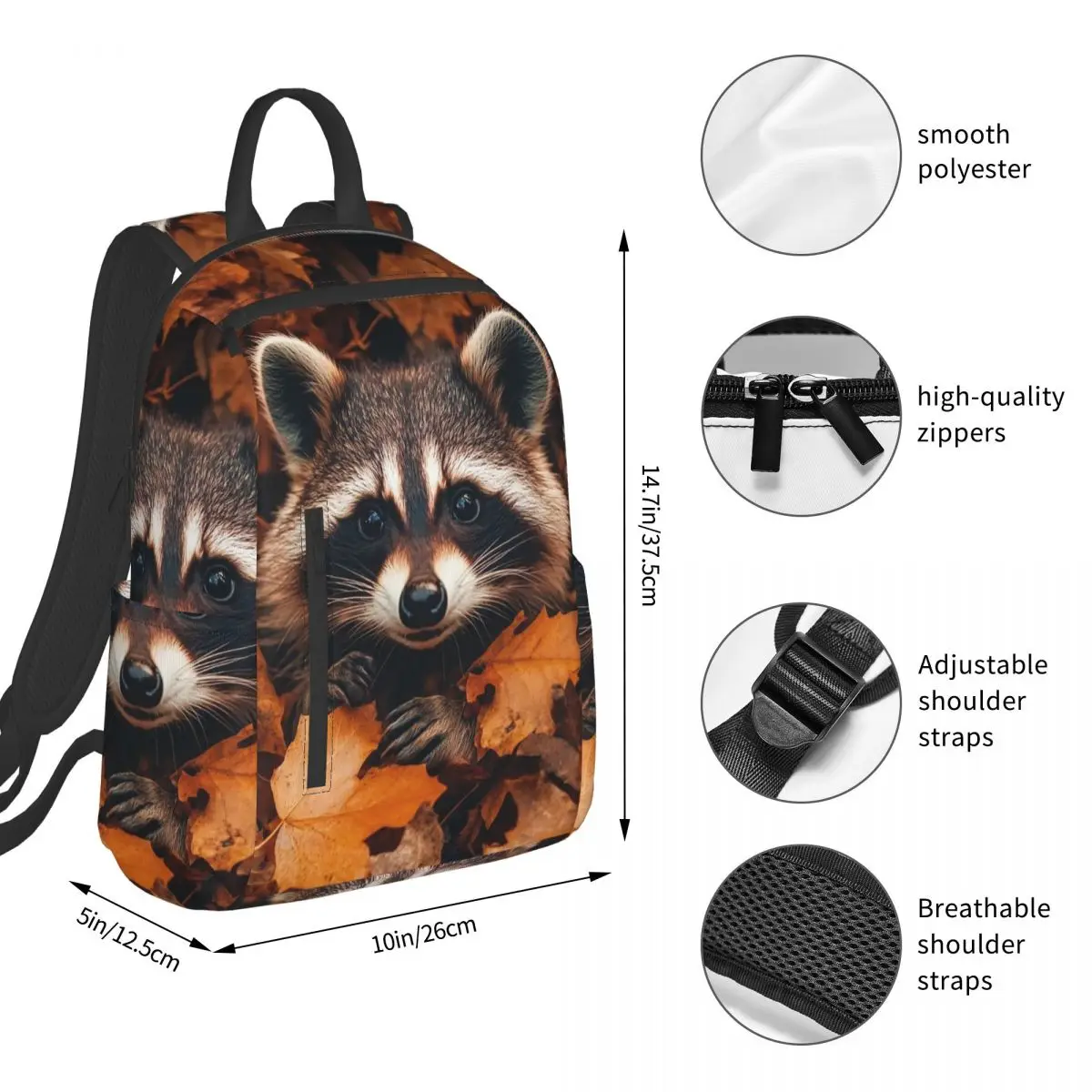 Red Raccoon And Autumn Maple Leaves Backpack Student BookBag Children School Bag Computer Shoulder Bags Boys Girls