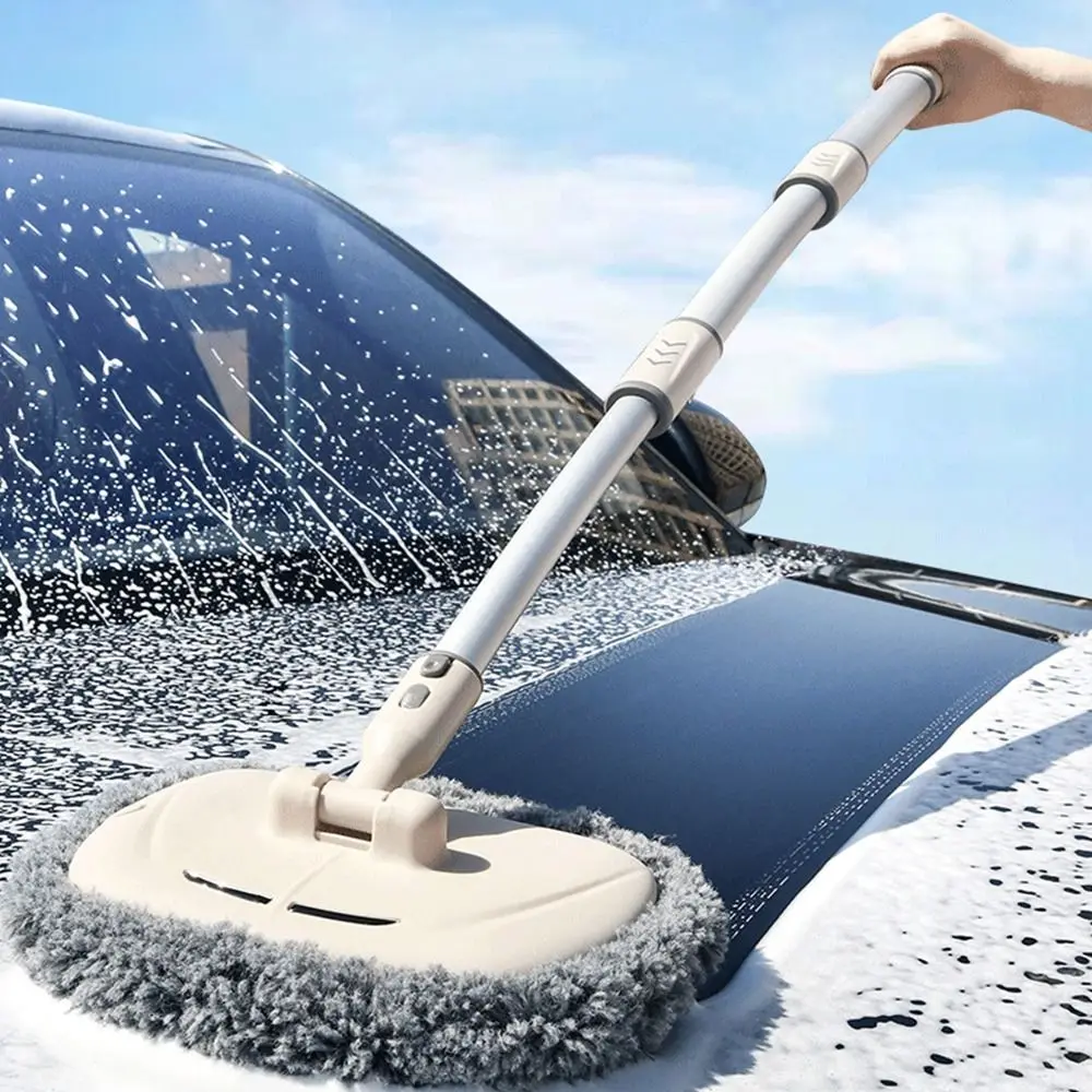 New Retractable Bent Bar Car Washing Mop Telescoping Long Handle Car Wash Brush Adjustable Dust Wash Tools