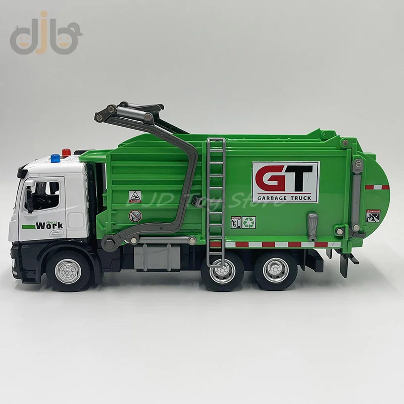 1:32 Diecast Truck Model Toy Sanitation Garbage Truck Miniature Replica With Sound & Light Children Gifts