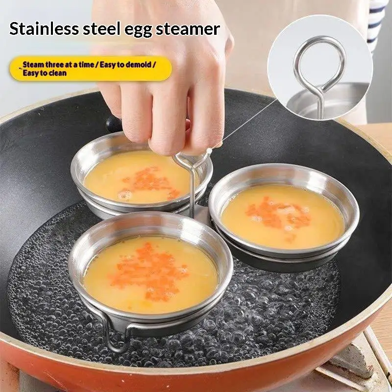 3-in-1 Stainless Steel Egg Poacher Poaching Pan Mould Egg Steamer Steamed Egges Mold Hoousehold Kitchen Cooking Tool Gadget