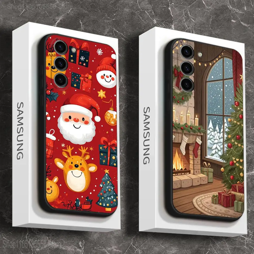 

Cartoon Christmas Phone Case For Samsung Galaxy A 73,72,51,53,52,71,22,5G,Note,J7,8,9 Soft Black Cover