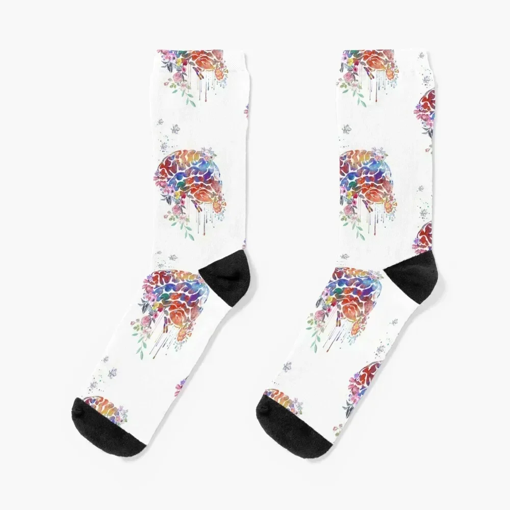 

Brain anatomy, floral brain Socks japanese fashion set Stockings man soccer anti-slip Socks Girl Men's