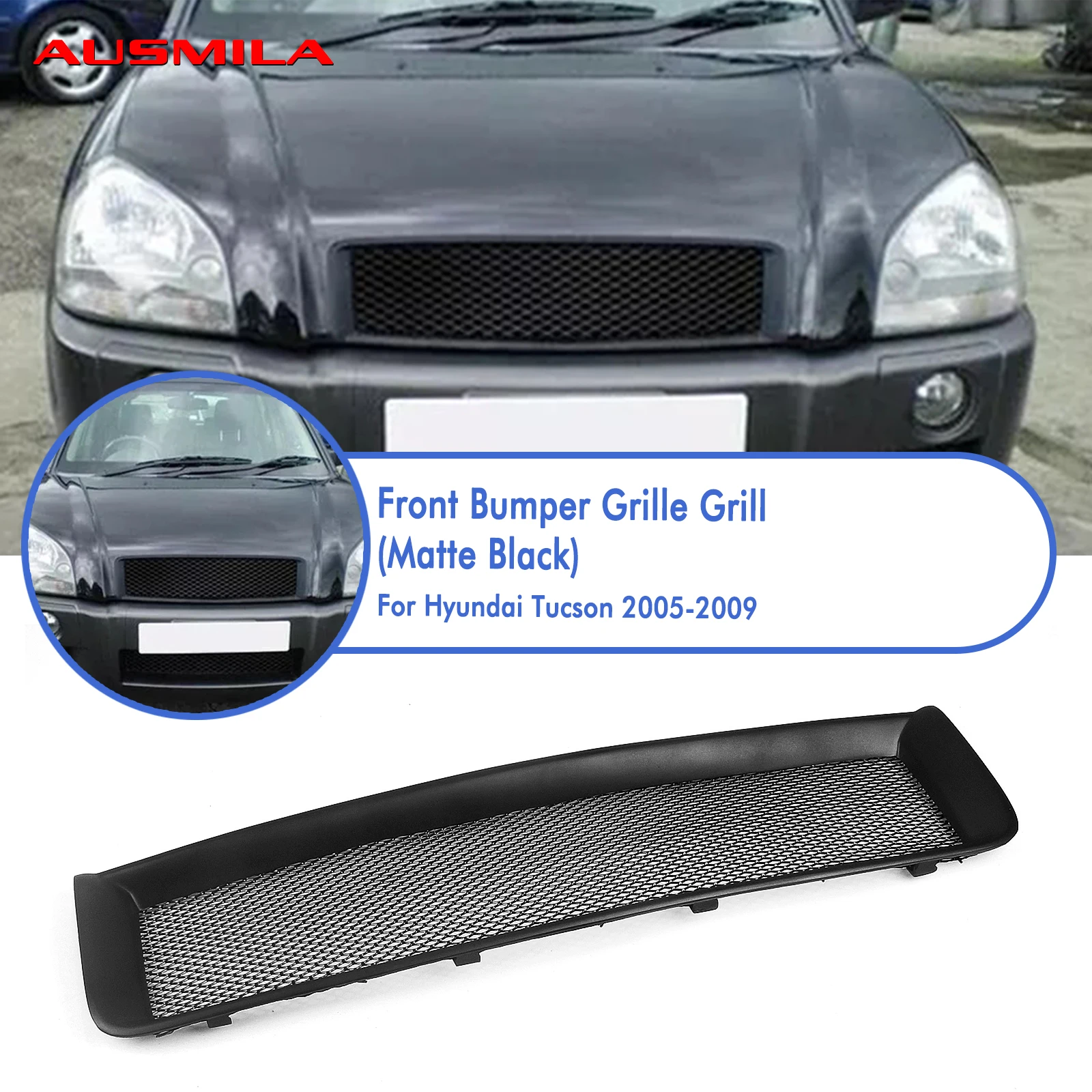 

Front Grille Racing Grill Hood Mesh Grid For Hyundai Tucson 2005-2009