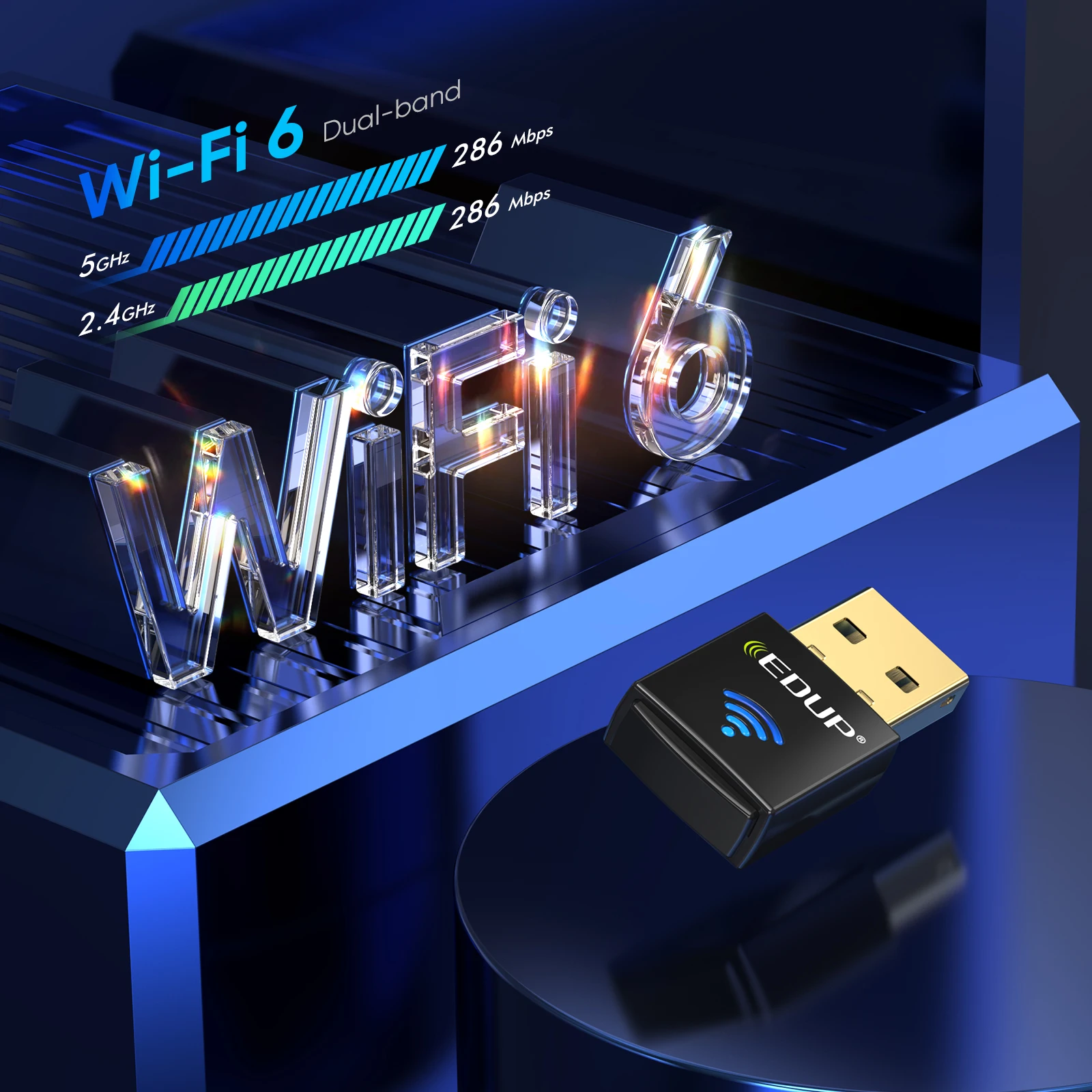 EDUP AX600 WiFi6 Dual Band Wireless Adapter 2-in-1 Receive Transmit Network Card for Laptop Compatible with Windows 7/10/11