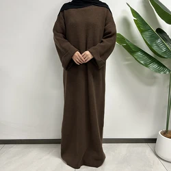 Muslim Modest Sweater Knitted Winter Abaya Dubai Luxury New High Quality Thick Warm Women Islam Clothing Long Dress