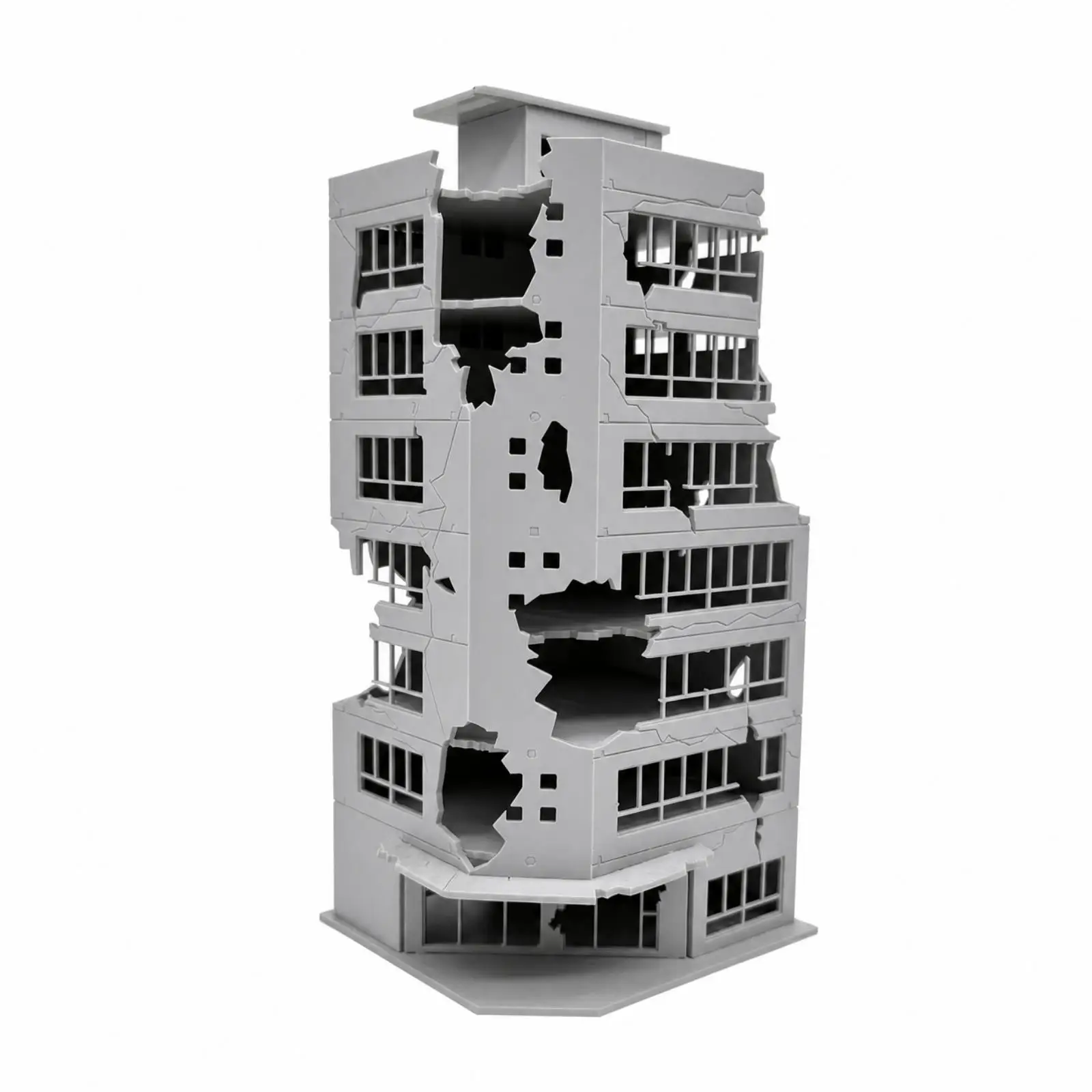 Plastic Miniature Fence Model Building Kit for Ruined City Diorama Scenery Display with Battle Damaged Wall Sections