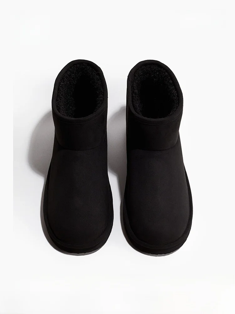 

H&M Women's Fashion Boots Winter Warm Low Top Polyester Fiber round Toe Flat Heel Booties Casual Shoes