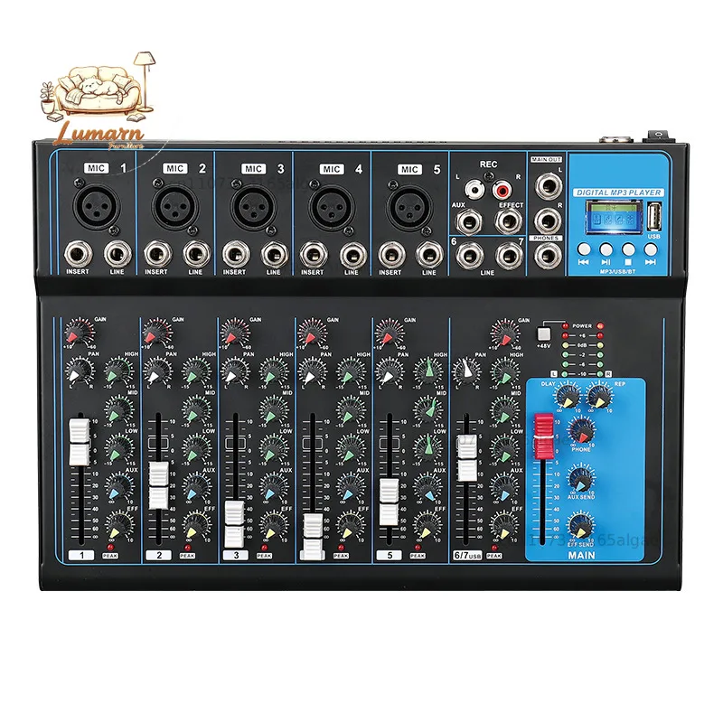 5-Channel mixer Home computer Small USB with sound card Live broadcast Bluetooth Stage DJ mixer Cross-border mixer