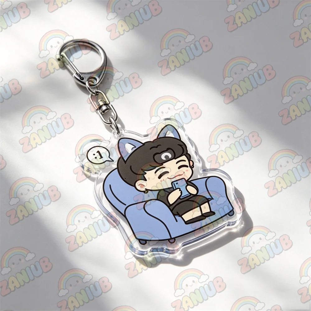 Lovely Cartoon Kpop Fashion Boys Band Chibis Keychains for Accessories Jewelry Key Ring Purse Phone Bag Charm Friends Fans Gifts