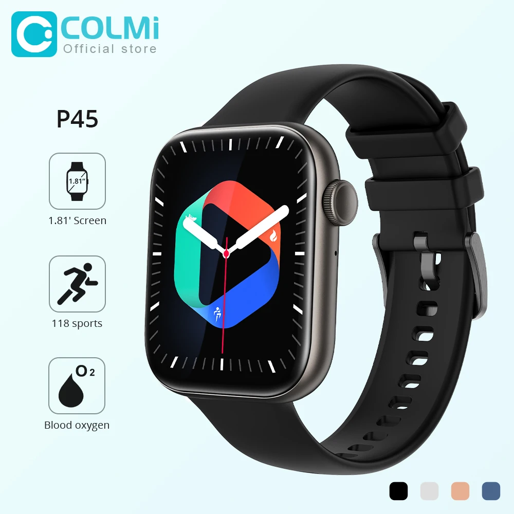 New COLMI P45 2022 1.81 inch Bluetooth Calling Smartwatch Men Support 118 Sports Women Smart Watch PK iwo 13 W27 W37 Pro S7