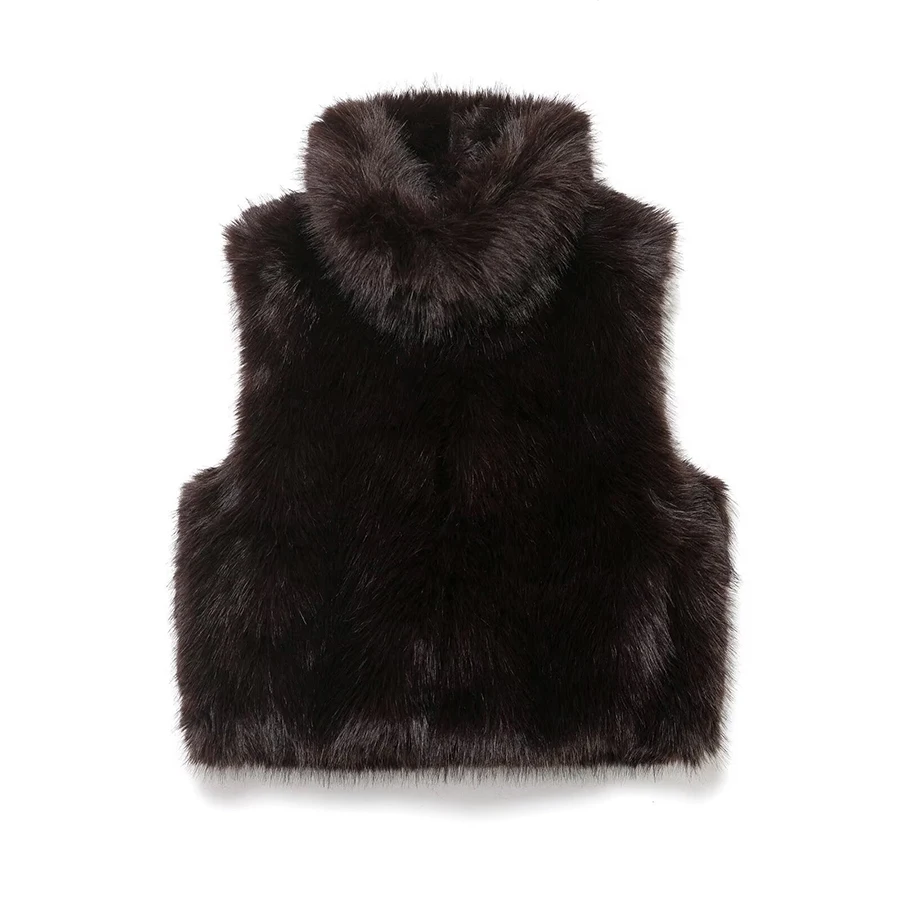 

Women's Fashion Sleeveless Fur Vest Warm Thick Outerwear Elegant High Collar Casual Tank Top Autumn and Winter Faux Fur Waistcot