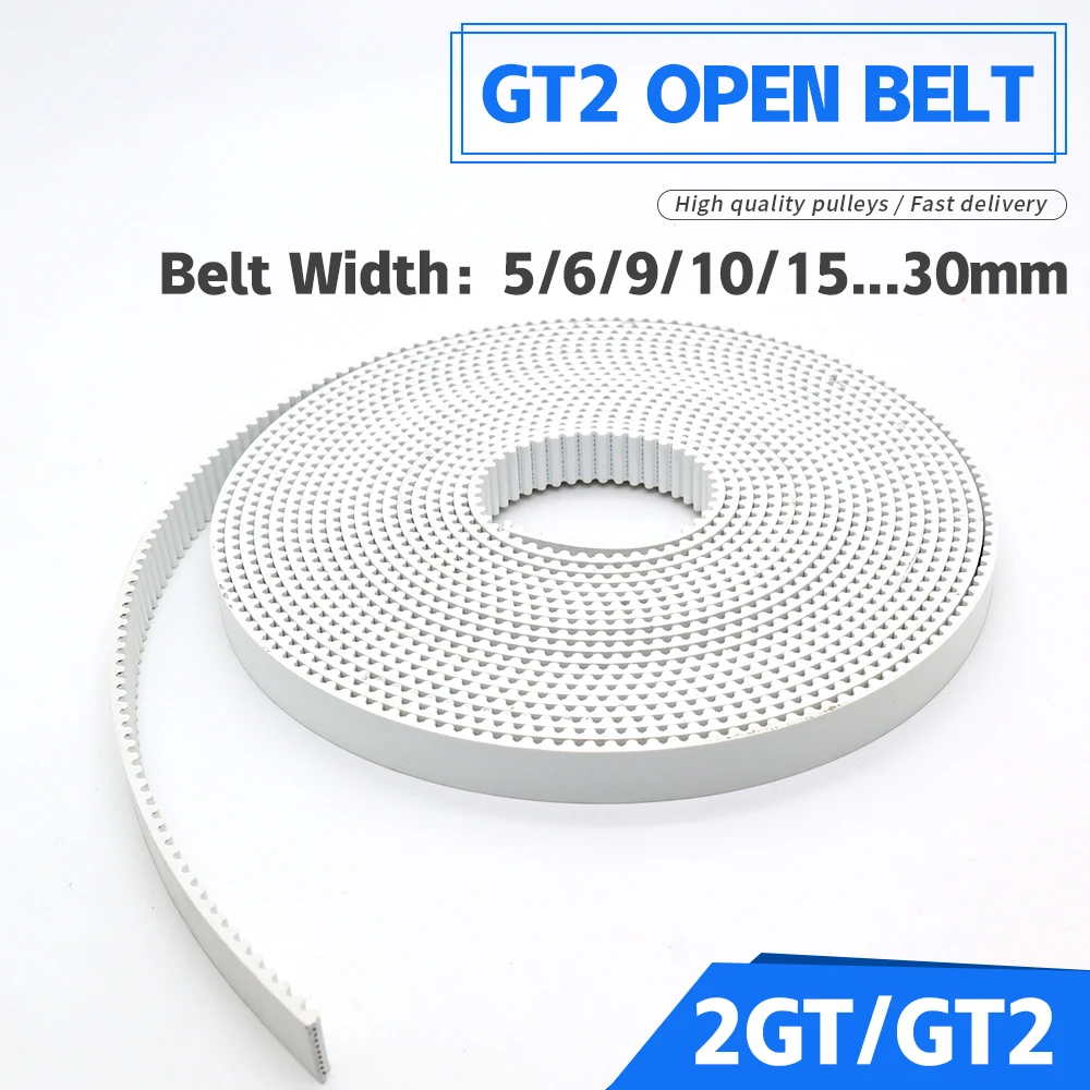 

GT2 Open Timing Belt 2GT Belt PU with Steel Core for 3D Printer Width 5 6 9 10 15 30mm Polyurethane Steel PU Synchronous Belt 2M