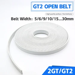 GT2 Open Timing Belt 2GT Belt PU with Steel Core for 3D Printer Width 5 6 9 10 15 30mm Polyurethane Steel PU Synchronous Belt 2M