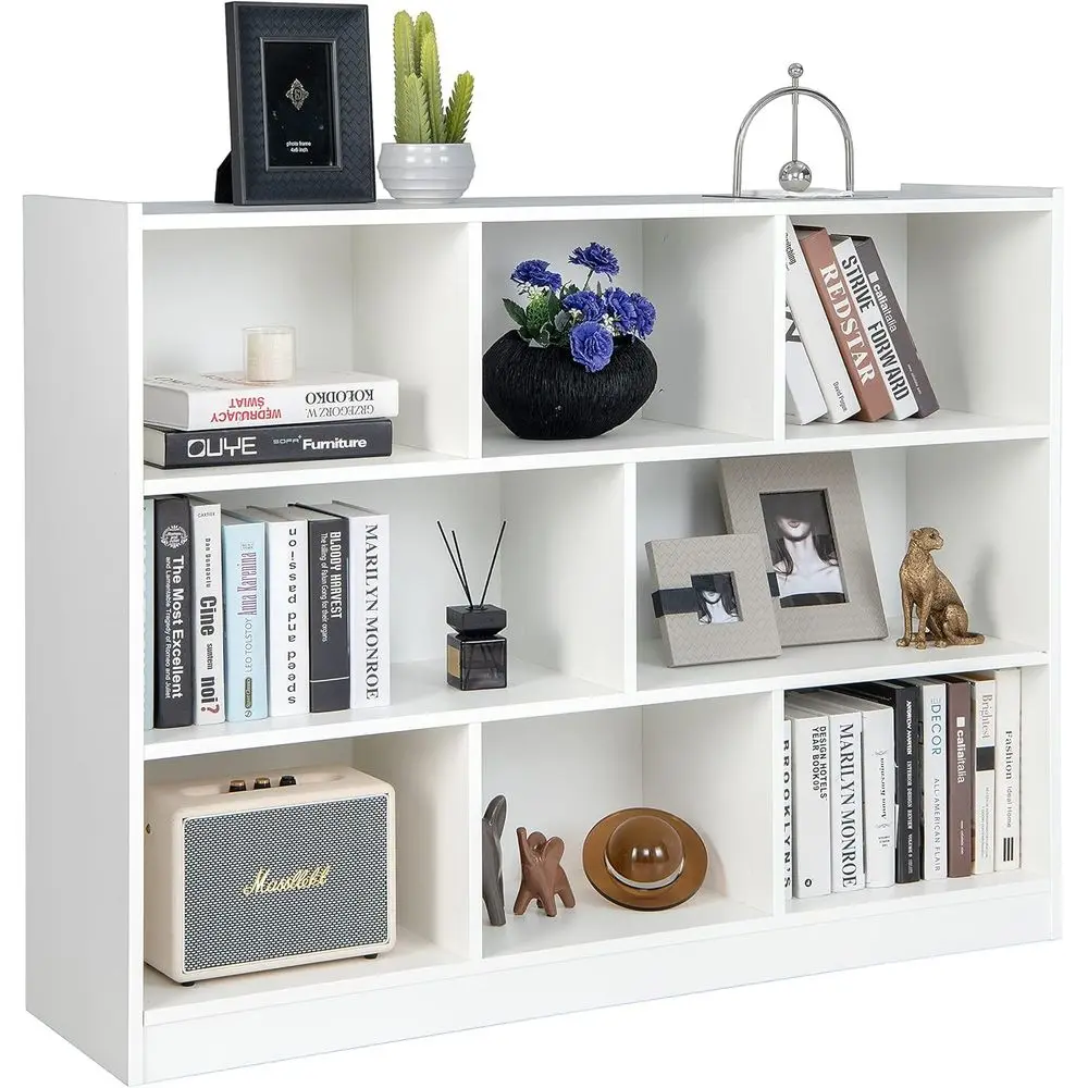 

3-Tier Wooden Open Storage Bookshelf, Display Cabinet for Living Room, Study, Reading Nook, 48 x 12.5 x 36.5, White