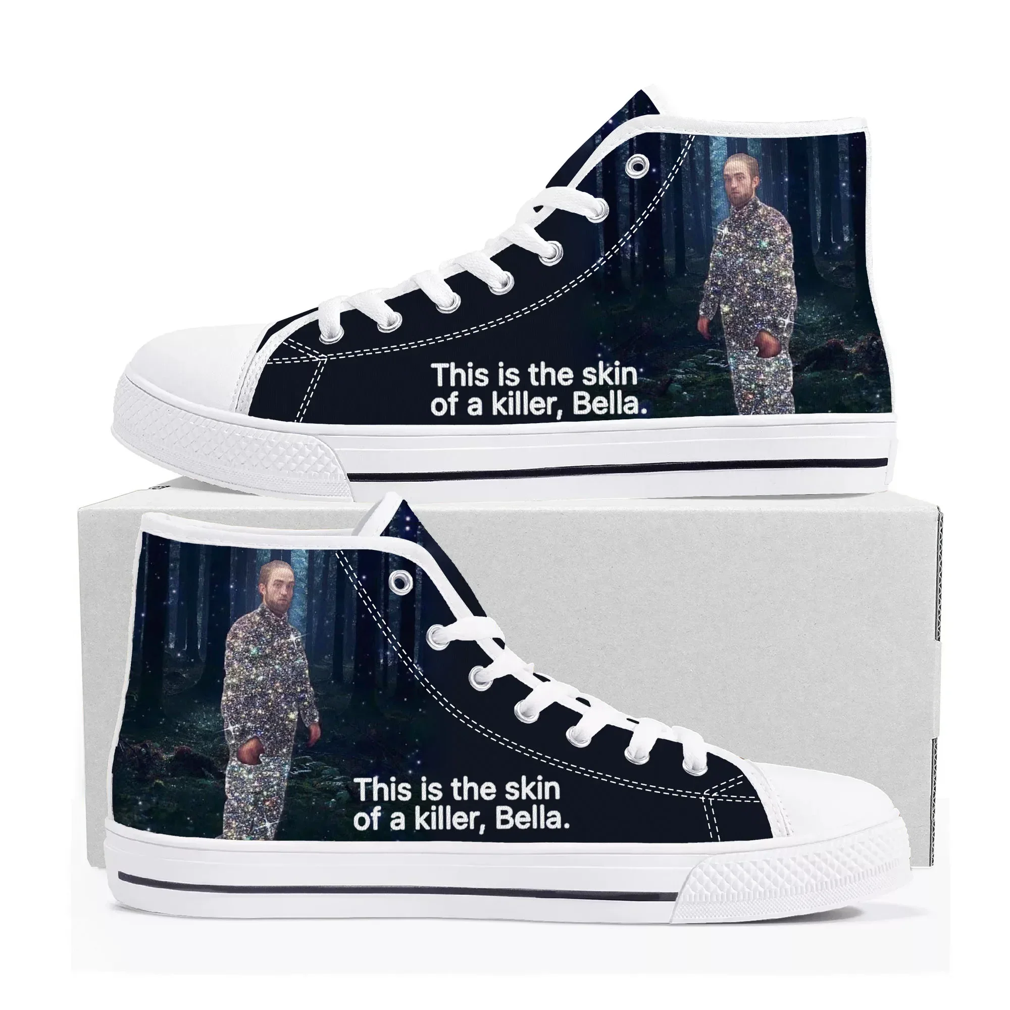 

Hot Robert Pattinson Standing Meme High Top Sneakers High Quality Mens Womens Teenager Canvas Sneaker Casual Shoes Custom Shoe