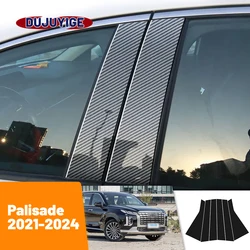 For Hyundai Palisade 2021-2024 2022 2023 Carbon Fiber Window Door Column Deal B C Pillar Post Cover Trim Sticker