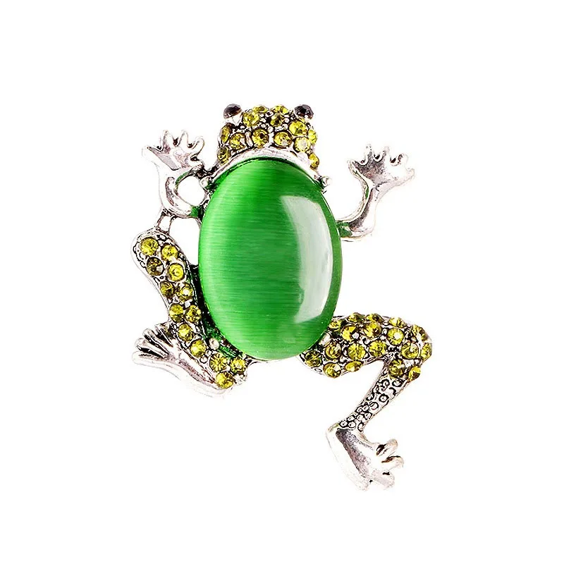 Rhinestone Frog Brooches for Women Unisex Enamel Toad Pins Office Party Friend Collected Gifts Accessories