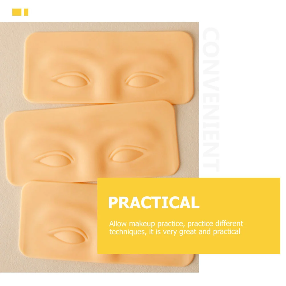 4 Pcs Eyebrow Practice Block Makeup Fake Skin Silicone Mannequin Face Shadow for Training Silica Gel Board