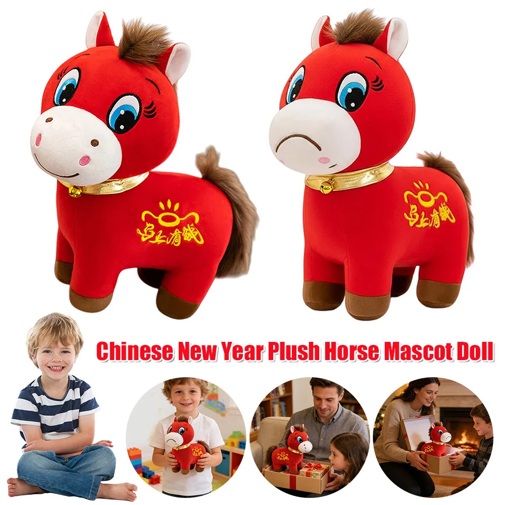 

2026 Year of The Horse Stuffed Animal Chinese New Year Plush Horse Mascot Doll for Home Decor Blessing Souvenir