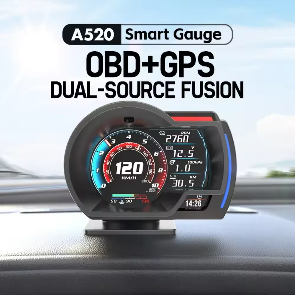 12-languagess OBD+GPS Digital 3.5inch TFT 800x480 Smart Gauge Speed Monitoring Head up Display Car Diagnostic Tool for Car/Truck