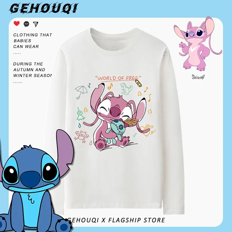 

Stitch Couple T-shirt Long Sleeve Male Fall Disney Animation Peripheral Clothes Young Stitch Couple Outfit