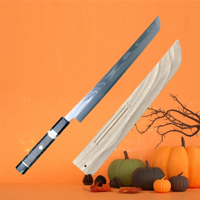 

Premium Japanese Damascus Steel Knives Set for Sushi and Sashimi with Sashimi Salmon Knife and Kitchen Kiritsuke Knife