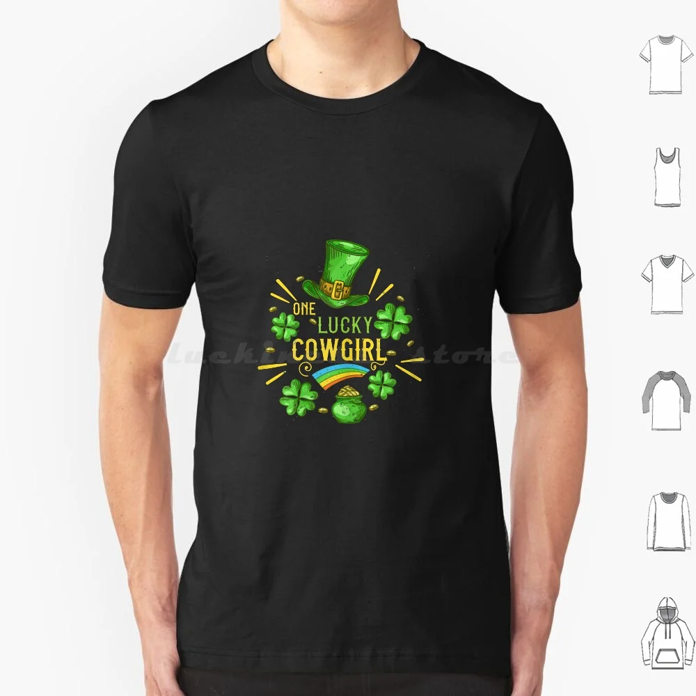 One-Lucky-Cowgirl-Shamrock-Rodeo-Horse-St-- S-Day T Shirt Cotton Men Women DIY Print Lucky Day St Horse Irish Horseshoe Day One