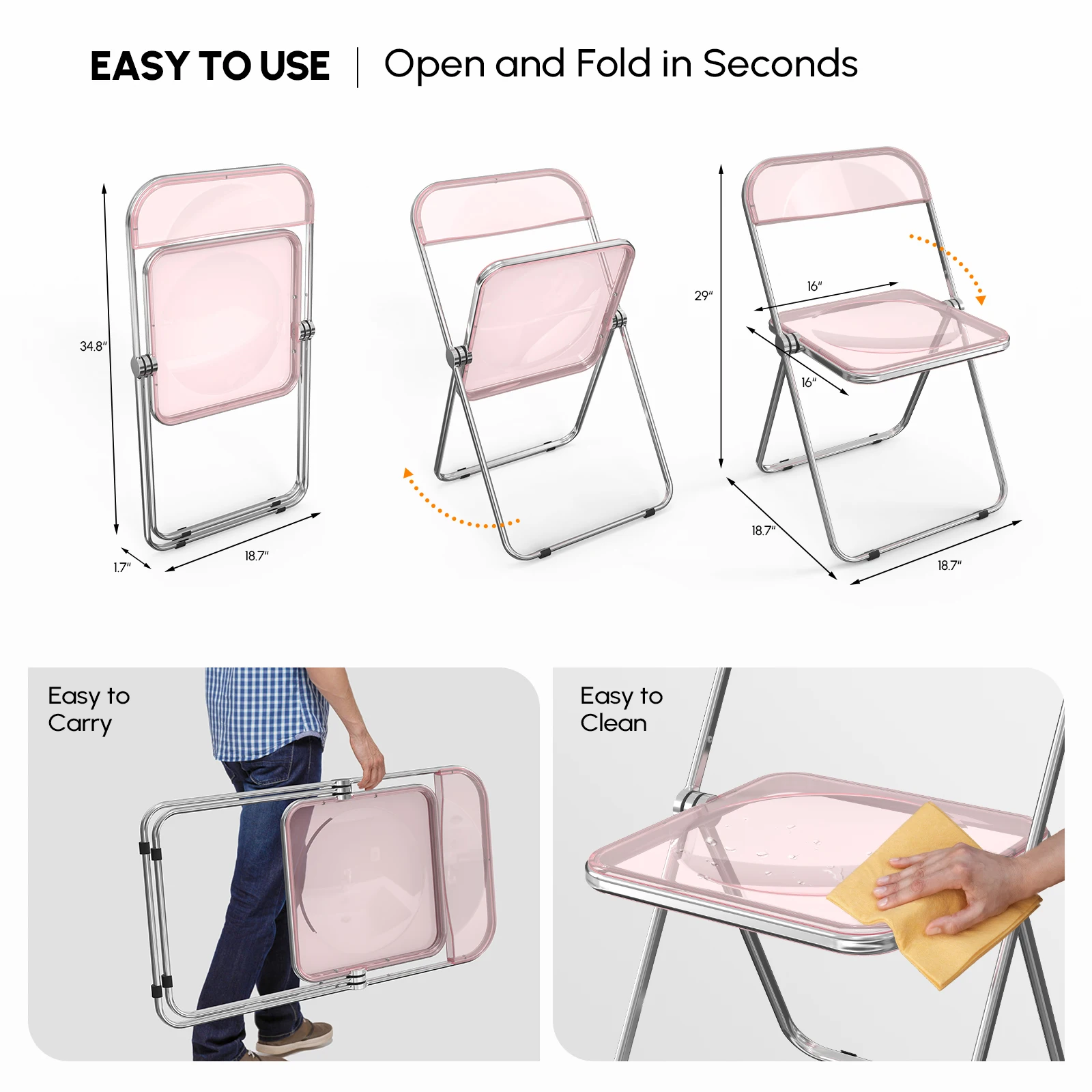 2Pcs Foldable Patio Plastic Folding Chairs