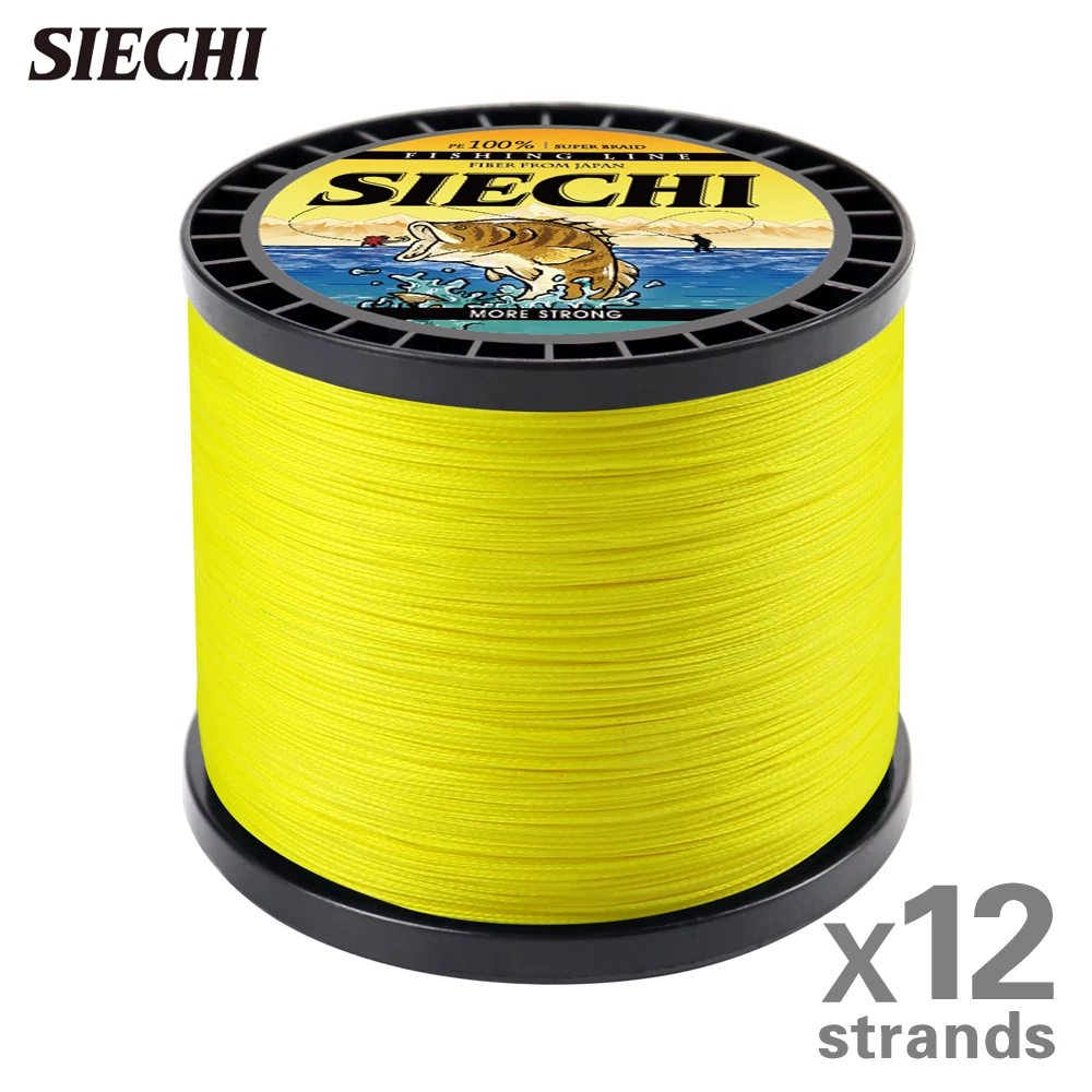 SIECHI 12 Strands Braided Line 8X 1000m 500m 300m All For Fishing Line MaxDrag 150LB Multifilament PE Line Saltwater Sea Fishing