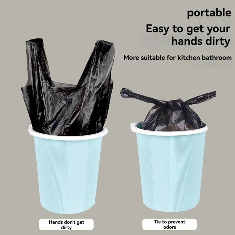 A59Z-Large Capacity Black Plastic Garbage Bags 100Pcs - Durable, Recyclable Trash Bags With Handles For Home,Kitchen,32X52cm