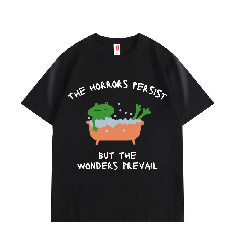 

Horrors Persist Funny T-shirt High Quality Fashion Oversized T-shirts Men Women Casual Cotton Short Sleeve T Shirts Streetwear