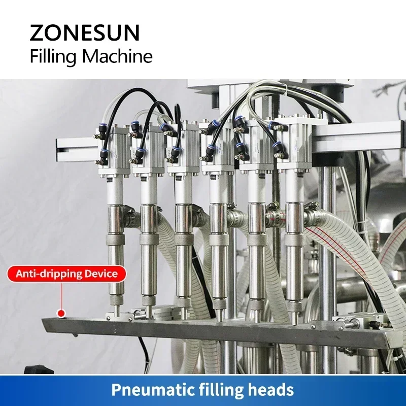ZONESUN ZS-YT6T-6V Автоматическая разливочная машина Смесительный бак Эмульгарующий блендер Поршневой насос Косметическое моющее средство Шампунь Бутылка сока