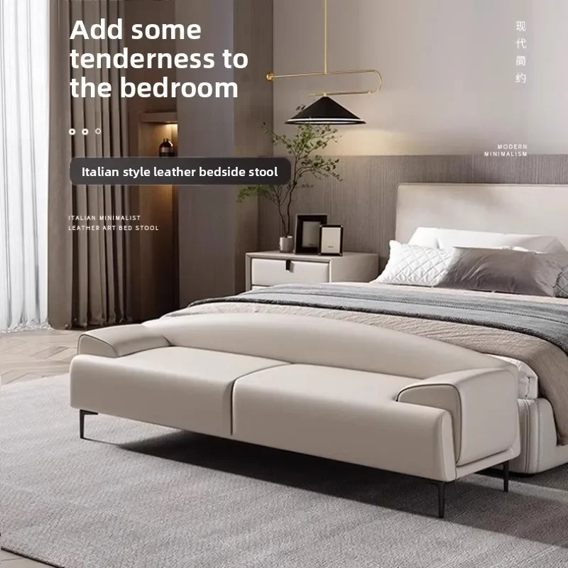 Прикроватный табурет в скандинавском стиле, простая гардеробная, гостиная, американский диван, длинный табурет, бархатный табурет для пеленания обуви, легкая роскошная кровать для спальни