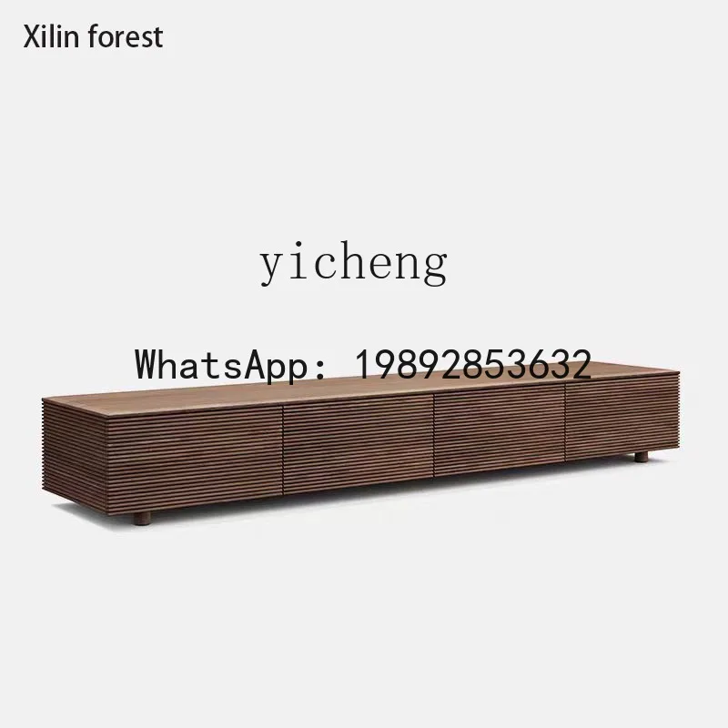 

X6 TV Cabinet Black Walnut Storage Cabinet Living Room All Solid Wood Oak Floor Cabinet
