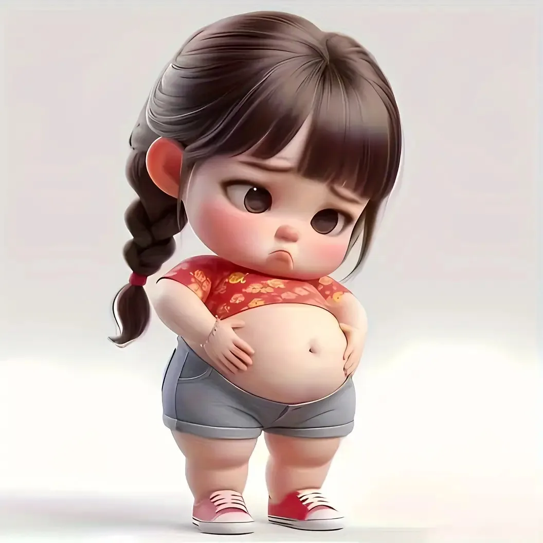 1Pc Cute Chubby Belly Girl Glossy Removable Vinyl Stickers Decals for Laptop Water Bottle Phone Room Decor