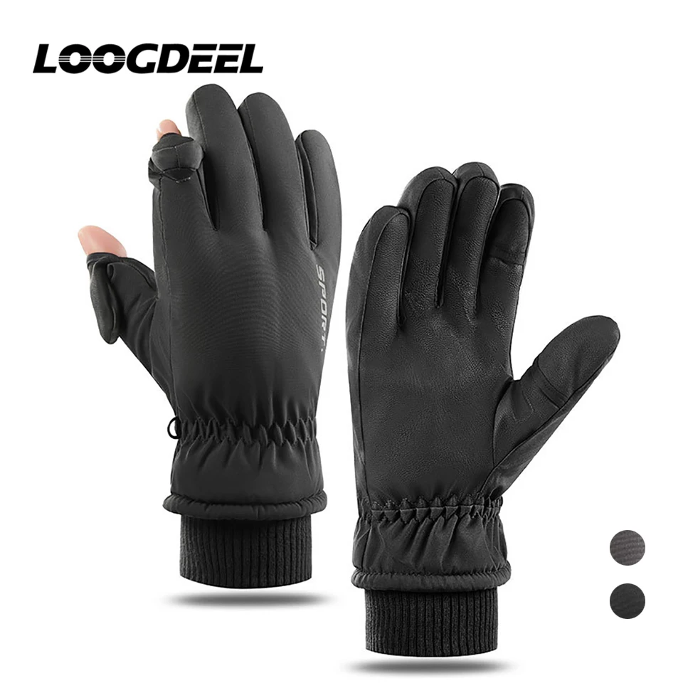 

LOOGDEEL Winter Cycling Skiing Gloves Men Women Windproof Touch Screen Snowboard Warmth Motorcycle Snow Ski Gloves Non-slip Palm