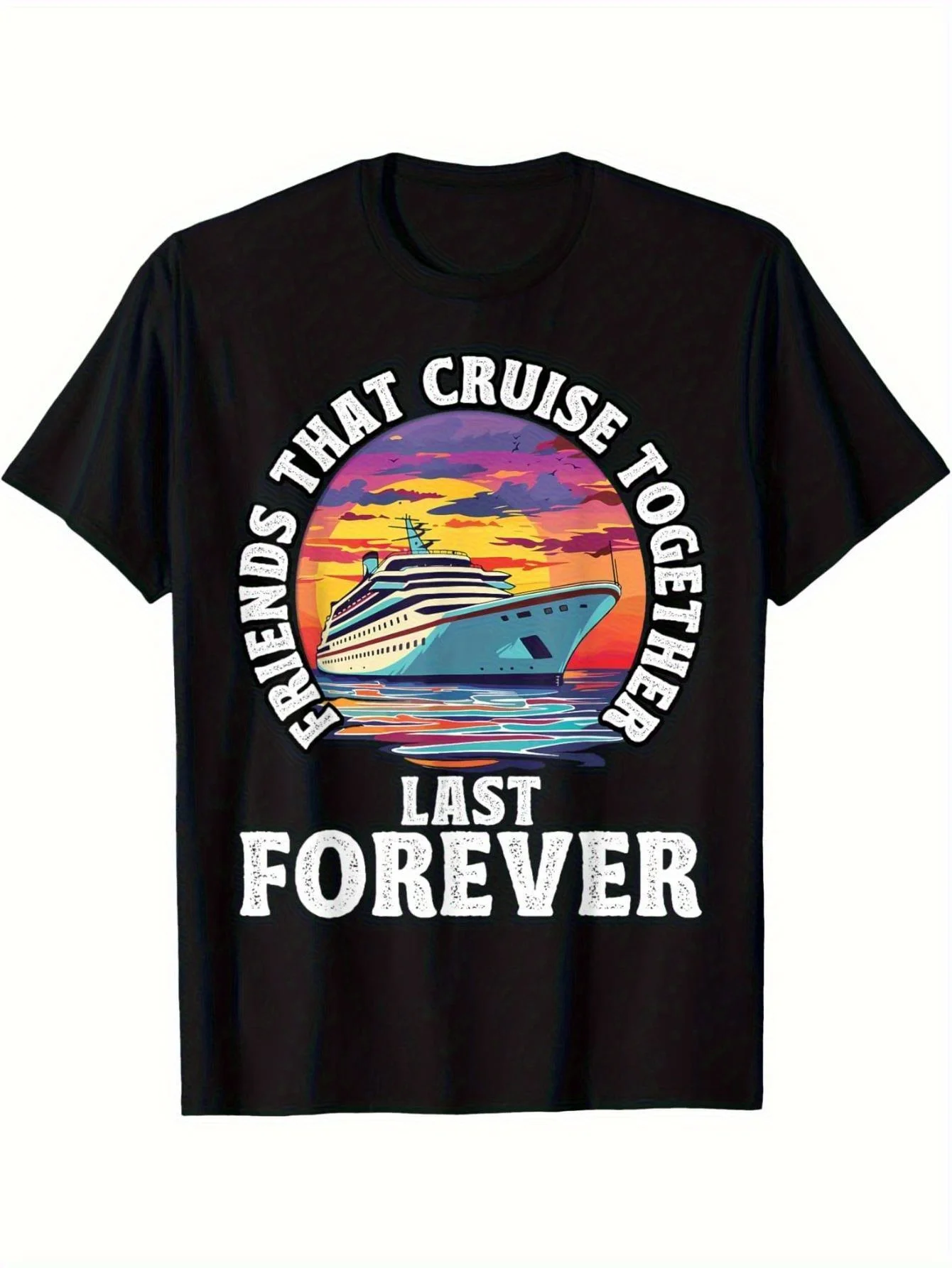 

Travel Cruise Together Forever Black T Shirt with Vibrant Cruise Ship Design Perfect for Cruise Lovers Travel Enthusiasts and Ca