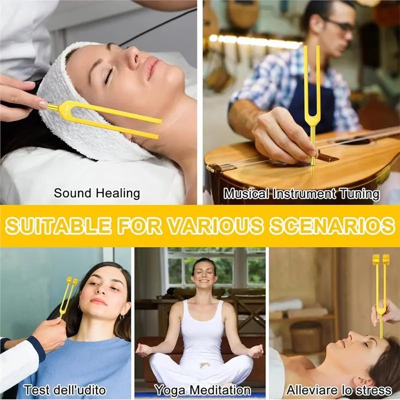 PZHI-Stimmgabeln für Heilungsset (Gold) – inklusive 128 Hz, 136,1 Hz, 256 Hz, 384 Hz und Aktivator, für Chakra, Yoga und Meditation